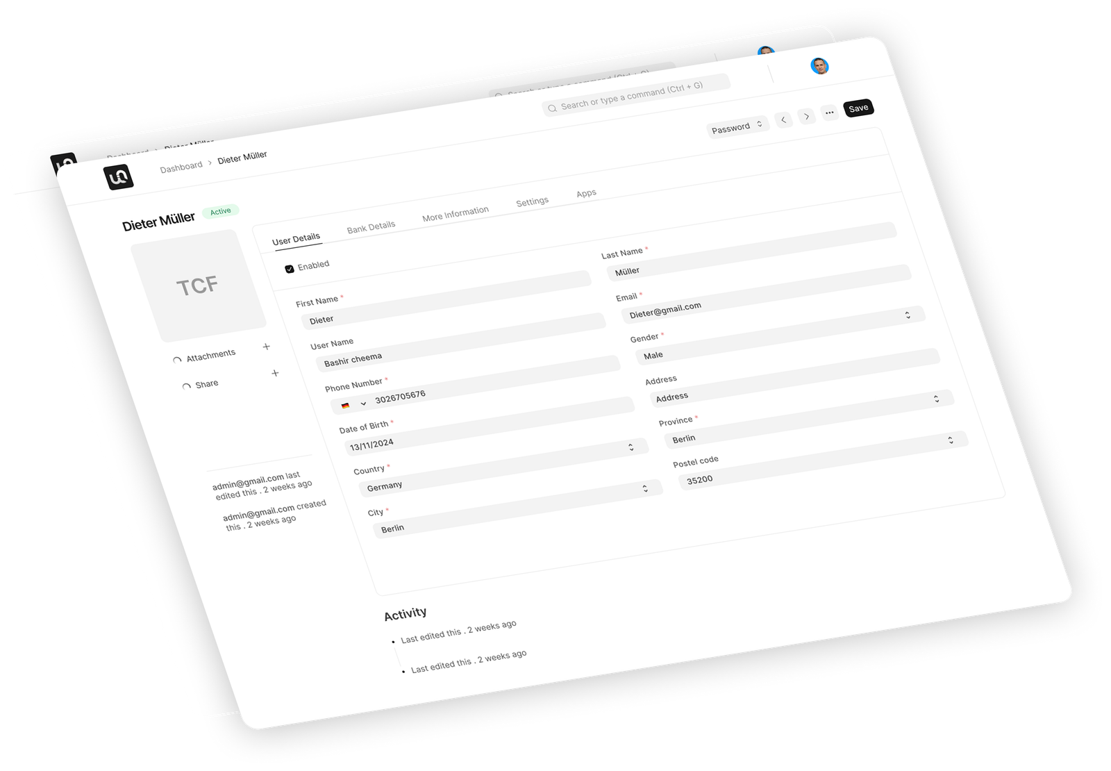 WerkIQ dashboard preview showing user management interface